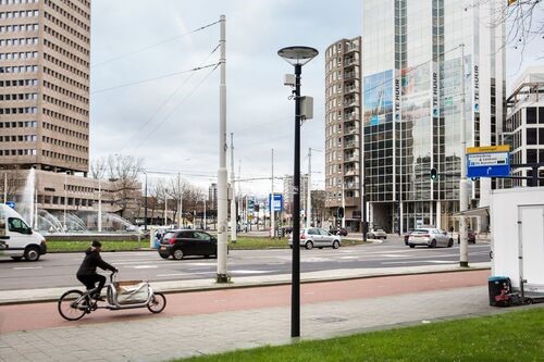 Flow Cube in Rotterdam die het verkeer detecteert